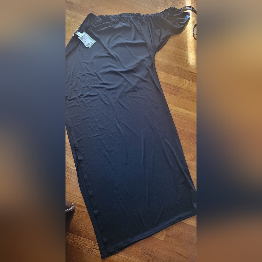H&M Black Polyester Midi Dress w/Split